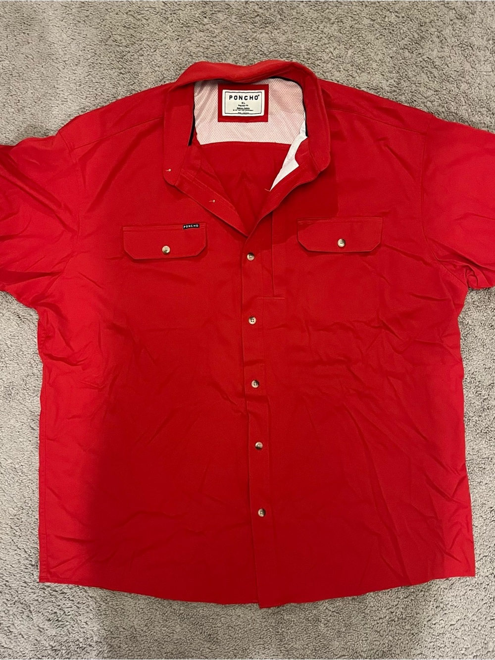 Poncho Red Casual Men’s Button-Down Shirt